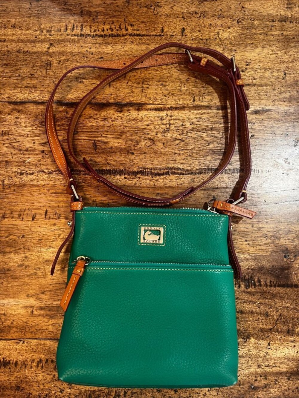 Dooney & Bourke Dillen Green Pebbled Leather Letter Carrier Crossbody BDILL1725